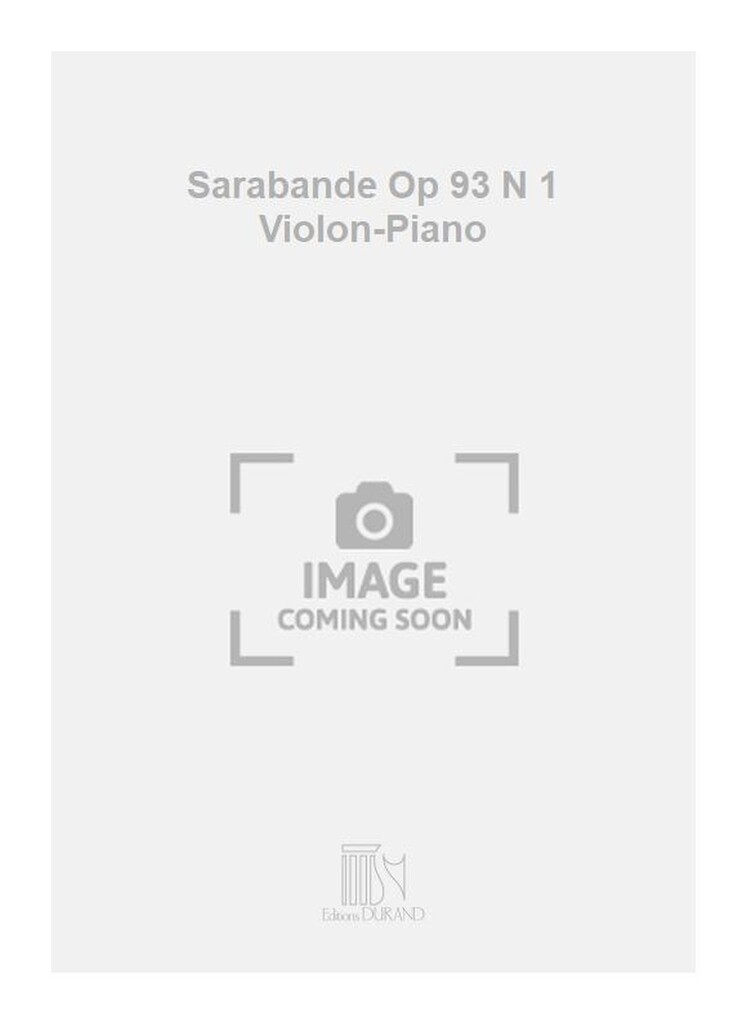 Sarabande Op 93 N 1 Violon-Piano